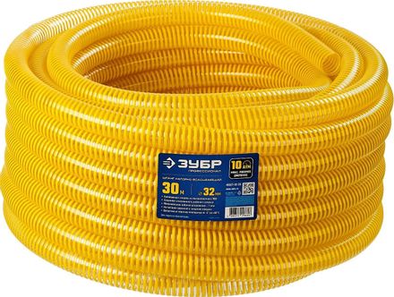 Шланг Зубр 40327-32-30, 1 1/4", 30м, напорно-всасывающий, желтый