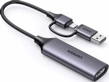 Изображение товара Переходник UGREEN CM716 HDMI к USB Type-A и Type-C 4K 0.1 м черный