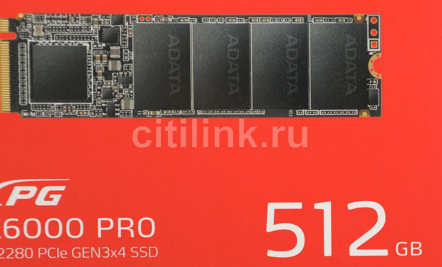 SSD накопитель A-Data XPG SX6000 Pro ASX6000PNP-512GT-C 512ГБ, M.2 2280 ...