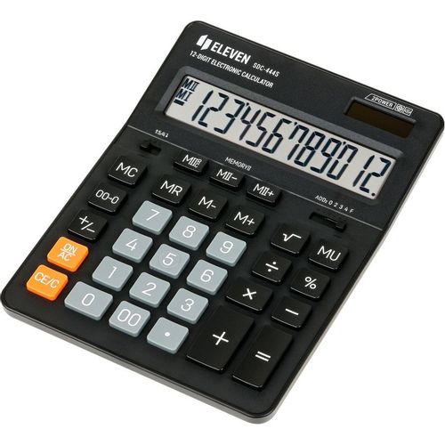 Калькулятор ELEVEN SDC-444S, 12-разрядный, черный