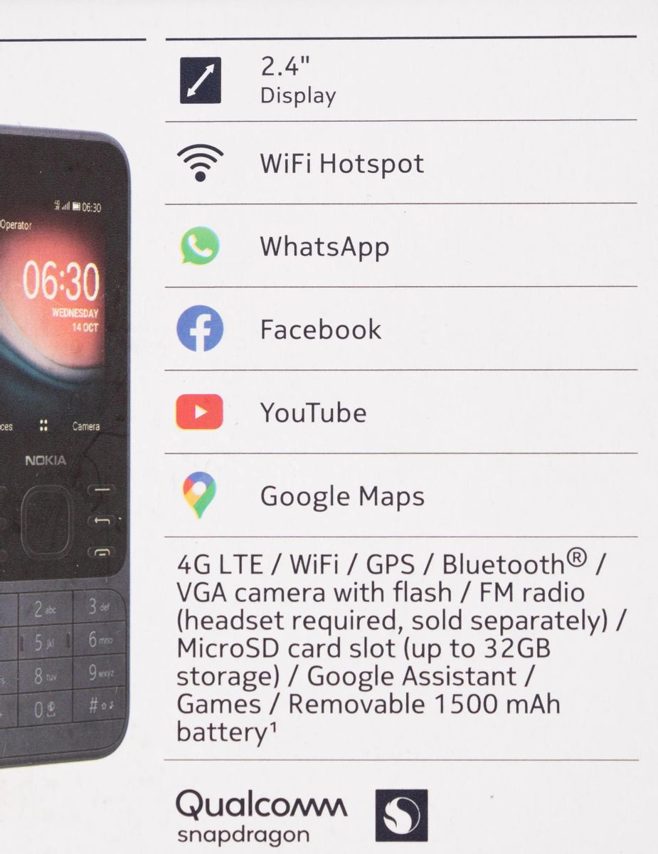 Характеристики Сотовый телефон Nokia 6300 4G, серый (1447687) смотреть в  СИТИЛИНК