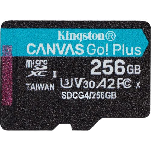 Карта памяти microSDXC UHS-I U3 Kingston Canvas Go! Plus 256 ГБ, 200 МБ/с, Class 10, SDCG4/256GBSP, 1 шт., без адаптера