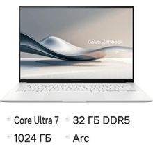 Изображение товара Ноутбук ASUS Zenbook S 14 OLED UX5406SA-PV058W, 14", 2024, OLED, Intel Core Ultra 7 258V 2.2ГГц, 8-ядерный, 32ГБ LPDDR5x, 1ТБ SSD,  Intel Arc  140V, Windows 11 Home,  белый [90nb14f2-m002f0]
