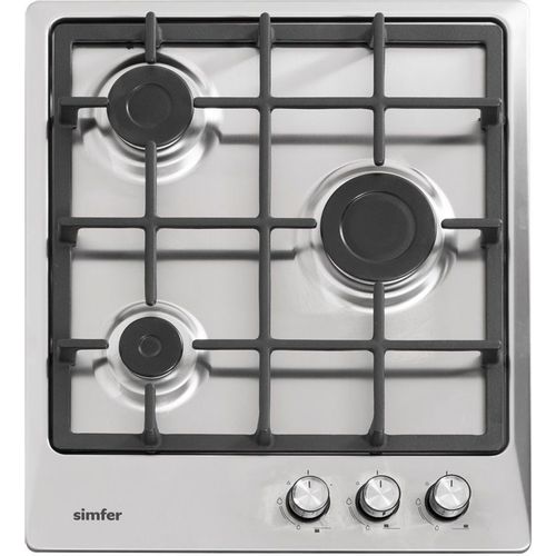 Газовая варочная панель Simfer H45V30M416, 3 конфорки, нержавеющая сталь, серый