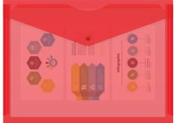 Конверт на кнопке Бюрократ Economy -PK100RED, A4 пластик, 0.10мм, красный