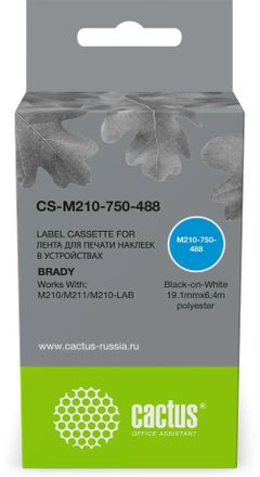 Картридж Cactus CS-M210-750-488, M210-750-488, 19.1мм,  черный шрифт, белый фон,  6.4м, CS-M210-750-488