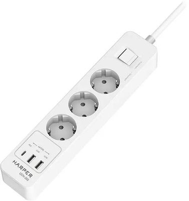 Сетевой фильтр Harper UCH-350, 1.5м, белый – купить в Ситилинк | 1413362
