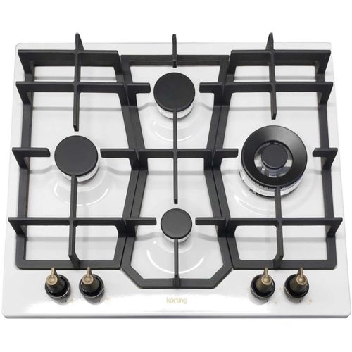 Газовая варочная панель Korting HG631CTRI, 4 конфорки, эмалированная сталь, белый