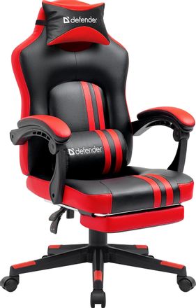 Кресло игровое Defender Diablo, экокожа, до 140кг, черный/красный