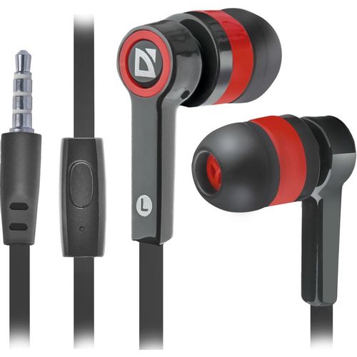 Наушники Defender Pulse 420, 3.5 мм, внутриканальные, черный/красный [63424]