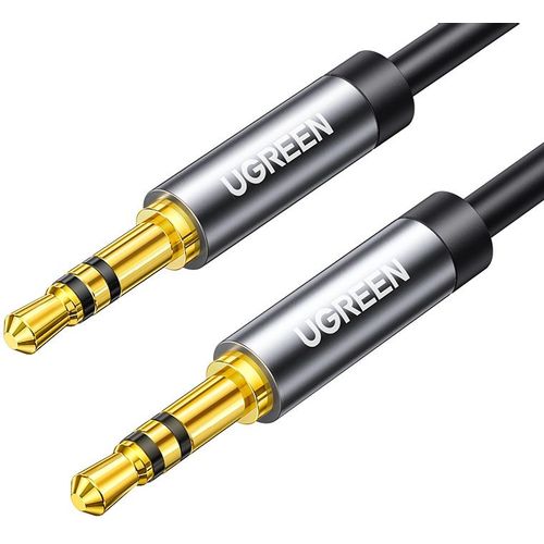 Кабель аудио UGREEN AV119, Jack 3.5 (m) - Jack 3.5 (m), 2м, GOLD, черный [10735]