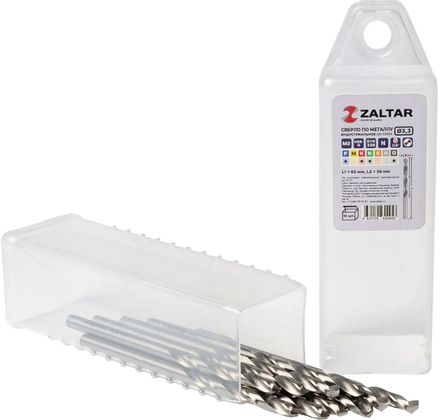 Сверло ZALTAR ZA-73033-S10, по металлу, 3.3мм, цилиндрический, 10шт