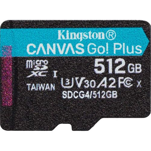 Карта памяти microSDXC UHS-I U3 Kingston Canvas Go! Plus 512 ГБ, 200 МБ/с, Class 10, SDCG4/512GBSP, 1 шт., без адаптера