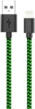 Изображение товара Кабель PERO DC-04 Lightning USB 1м оплетка Зеленый Черный для iPhone iPad