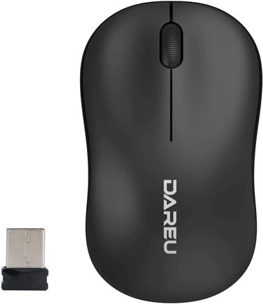 Мышь беспроводная DAREU LM106G, радио, оптическая, USB, 1200dpi, черный [lm106g black]