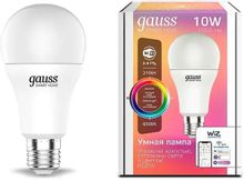 Умная лампа GAUSS Smart Home E27 RGB 10Вт 1055lm Wi-Fi (1шт)