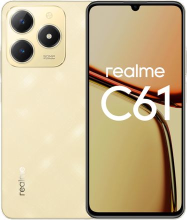 Смартфон REALME C61 6/128Gb, 6.74", IPS, 90Гц, 5000мAч, 2 nano SIM, золотой