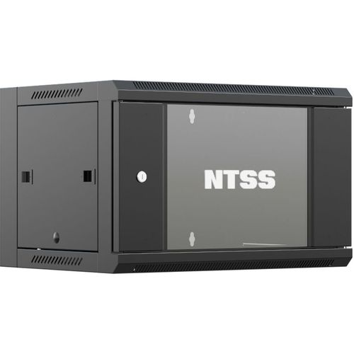Шкаф коммутационный NTSS NTSS-W9U6060GS-BL настенный, стеклянная передняя дверь, 9U, 570x500x600 мм