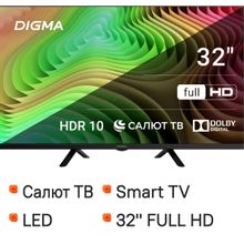 Изображение товара 32 дюймовый телевизор Digma DM-LED32SBB36 FULL HD смарт ТВ Чёрный
