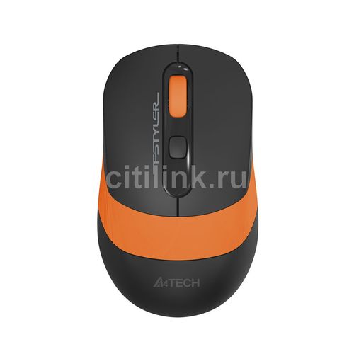 Мышь беспроводная A4TECH Fstyler FG10, радио, оптическая, USB, 2000dpi, черный и оранжевый [fg10 orange]