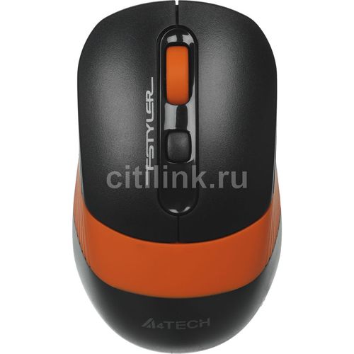 Мышь беспроводная A4TECH Fstyler FG10, радио, оптическая, USB, 2000dpi, черный и оранжевый [fg10 orange]