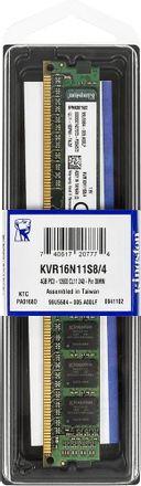 Оперативная память Kingston Valueram KVR16N11S8/4 DDR3 - 1x 4ГБ 1600МГц, DIMM, Ret, низкопрофильная