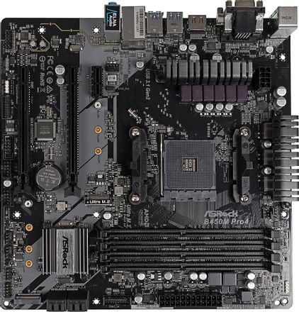 Материнская плата ASRock B450M PRO4, SocketAM4, AMD B450, mATX, Ret