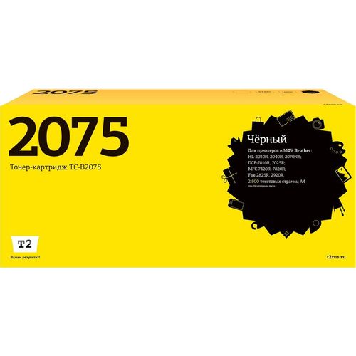 Картридж T2 TC-B2075, TN-2075, черный / TC-B2075