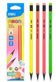 Набор карандашей Deli Neon EU54600 EU54600, трехгранный, пластик, 4 цв., коробка с европодвесом, 12