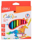 Фломастеры Deli ColoRun EC10000, 12 цв., коробка с европодвесом