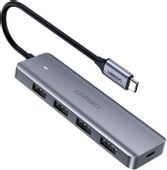 Порт-репликатор UGREEN CM219,  USB Type-CхUSB 3.0,  серый
