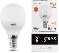 Упаковка ламп LED GAUSS E14, шар, 6Вт, 10 шт.