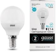 Упаковка ламп LED GAUSS E14, шар, 10Вт, 10 шт.