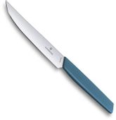 Нож кухонный Victorinox Swiss Modern, столовый, для стейка, 120мм, заточка прямая, стальной, синий