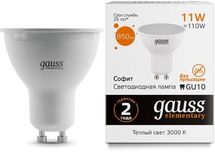 Лампа LED GAUSS GU10,  софит, 11Вт, одна шт.