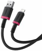 Кабель BASEUS P10377801U01-01, Lightning (m) - USB (m), 1м, красный / черный