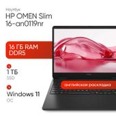 Ноутбук игровой HP Omen 16-an0119nr, 16", IPS, Intel Core Ultra 9 285H, 16-ядерный, 16ГБ DDR5, 1ТБ SSD, NVIDIA GeForce RTX 5070 для ноутбуков - 8 ГБ, черный