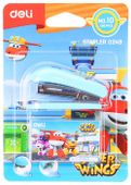 Степлер Deli Super Wings E0249, 12 листов, 40 скоб, ассорти