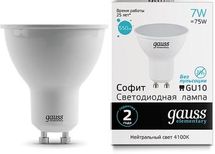 Лампа LED GAUSS GU10, рефлектор, 7Вт, одна шт.