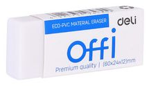 Ластик Deli Offi EH03110, 60x24x12мм , ПВХ, белый