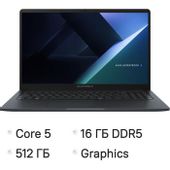 Ноутбук ASUS ExpertBook B1 B1503CVA-S77900, 15.6", IPS, Intel Core 5 120U, 10-ядерный, 16ГБ DDR5, 512ГБ SSD, Intel Graphics, серый