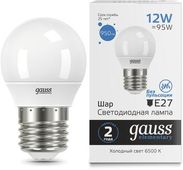 Упаковка ламп LED GAUSS E27,  шар, 12Вт, 10 шт.