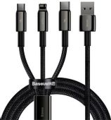 Кабель BASEUS CAMLTWJ-01,  Lightning (m)/USB Type-C (m)/micro USB (m) -  USB (m),  1.5м,  черный