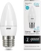 Упаковка ламп LED GAUSS E27, свеча, 6Вт, 10 шт.