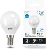 Упаковка ламп LED GAUSS E27, шар, 10Вт, 10 шт.