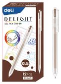 Упаковка ручек гелевых Deli Delight EG118-BR автоматическая корп.прозрачный чернила коричневый