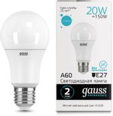 Упаковка ламп LED GAUSS E27, груша, 20Вт, 10 шт.