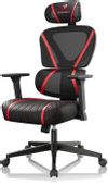 Кресло игровое EUREKA Norn, сетка, до 136кг, черно-красный