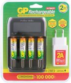 AA Аккумуляторная батарейка + Зарядное устройство GP PowerBank 270AAHCMHSPBA-2CR4,  4 шт.