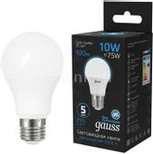 Упаковка ламп LED GAUSS E27, груша, 10Вт, 10 шт.